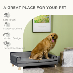PawHut Dog Sofa with Water-resistant Fabric, Pet Chair Bed for Large, Medium Dogs, Grey, 100 x 62 x 32 cm - Aosom UK - thumbnail 7