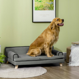 PawHut Dog Sofa with Water-resistant Fabric, Pet Chair Bed for Large, Medium Dogs, Grey, 100 x 62 x 32 cm - Aosom UK - thumbnail 2
