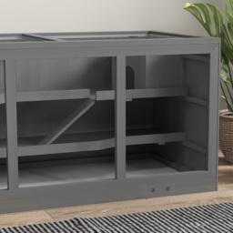 PawHut Wooden Hamster Cage, Small Animals Hutch with Tray, Openable Top, Exercise Play House Pen, 115L x 57W x 55Hcm, Grey - thumbnail 8