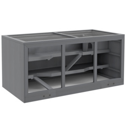 PawHut Wooden Hamster Cage, Small Animals Hutch with Tray, Openable Top, Exercise Play House Pen, 115L x 57W x 55Hcm, Grey - thumbnail 1