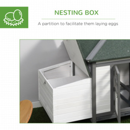 PawHut Chicken Coop Small Animal Pet Cage Wooden Chicken Hutch w/ Nesting Box Outdoor Run Backyard - thumbnail 6
