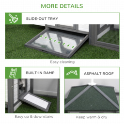 PawHut Chicken Coop Small Animal Pet Cage Wooden Chicken Hutch w/ Nesting Box Outdoor Run Backyard - thumbnail 7