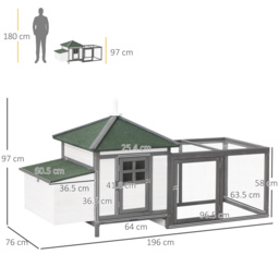PawHut Chicken Coop Small Animal Pet Cage Wooden Chicken Hutch w/ Nesting Box Outdoor Run Backyard - thumbnail 3