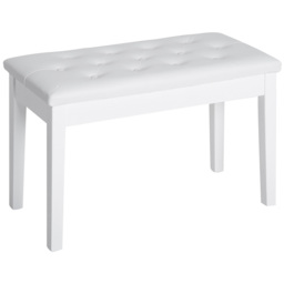 HOMCOM Dressing Table Stool with Storage, PU Leather Padded Piano Bench, 76x36x50cm, White - Aosom UK