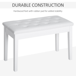 HOMCOM Dressing Table Stool with Storage, PU Leather Padded Piano Bench, 76x36x50cm, White - Aosom UK - thumbnail 6