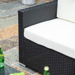 Outsunny 4-Seater Rattan Sofa Set Garden Rattan Furniture Wicker Steel Chair Seat Furniture Patio Rattan Garden Sofa Black - Aosom UK - thumbnail 8