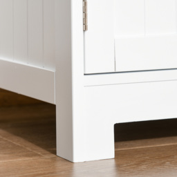 Kleankin Bathroom Floor Storage Cabinet w/ Tempered Glass Doors & Adjustable Shelf, Free Standing Organizer for Living Room Entryway, White - Aosom UK - thumbnail 9