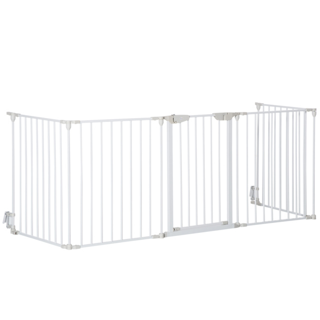PawHut Pet Safety Gate, 5-Panel Metal Playpen, Fireplace, Christmas Tree Fence, Stair Barrier, Room Divider, Door, Lock - Aosom UK - image 1