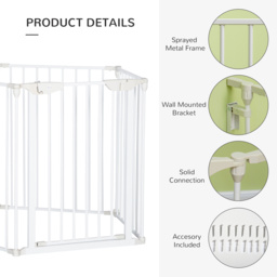 PawHut Pet Safety Gate, 5-Panel Metal Playpen, Fireplace, Christmas Tree Fence, Stair Barrier, Room Divider, Door, Lock - Aosom UK - thumbnail 7