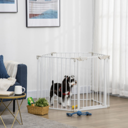 PawHut Pet Safety Gate, 5-Panel Metal Playpen, Fireplace, Christmas Tree Fence, Stair Barrier, Room Divider, Door, Lock - Aosom UK - thumbnail 2