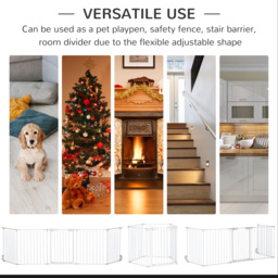 PawHut Pet Safety Gate, 5-Panel Metal Playpen, Fireplace, Christmas Tree Fence, Stair Barrier, Room Divider, Door, Lock - Aosom UK - thumbnail 4