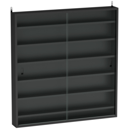HOMCOM 7-Tier Wall Display Shelf Unit Cabinet w/ 6 Adjustable Shelves Glass Doors Home Office Ornaments 83x80cm, Black