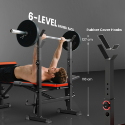 HOMCOM Adjustable Weight Bench with Leg Developer Barbell Rack for Weight Lifting and Strength Training Multifunctional Workout Station - thumbnail 5