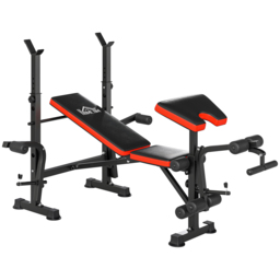 HOMCOM Adjustable Weight Bench with Leg Developer Barbell Rack for Weight Lifting and Strength Training Multifunctional Workout Station