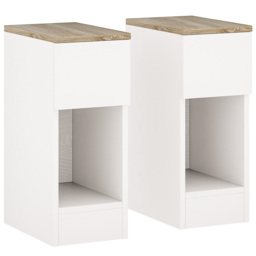 HOMCOM Set of Two Modern Storage Bedside Tables - White - Aosom UK