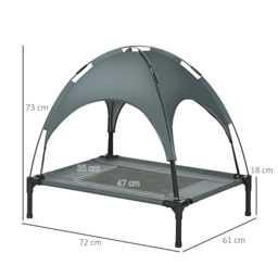 PawHut Elevated Dog Bed: Waterproof Pet Cot with Breathable Mesh & UV Canopy for Medium Dogs - Grey - Aosom UK - thumbnail 3