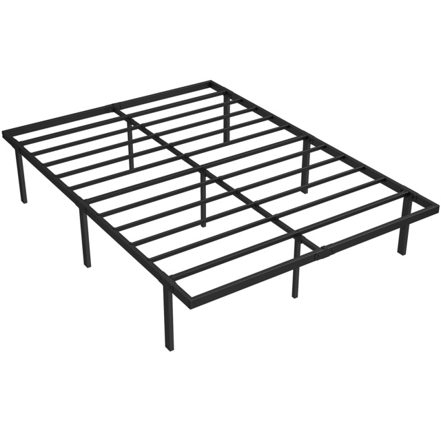 HOMCOM 4ft6 Double Bed Frame with Underbed Storage, Metal Platform Bed Frame with Steel Slat Support, No Box Spring Needed - image 1