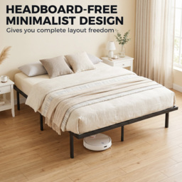 HOMCOM 4ft6 Double Bed Frame with Underbed Storage, Metal Platform Bed Frame with Steel Slat Support, No Box Spring Needed - thumbnail 6
