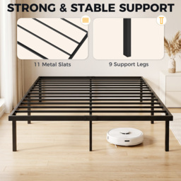 HOMCOM 4ft6 Double Bed Frame with Underbed Storage, Metal Platform Bed Frame with Steel Slat Support, No Box Spring Needed - thumbnail 4