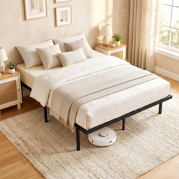 HOMCOM 4ft6 Double Bed Frame with Underbed Storage, Metal Platform Bed Frame with Steel Slat Support, No Box Spring Needed - thumbnail 2