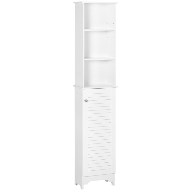 HOMCOM Freestanding Tallboy Bathroom Storage Cabinet w/ 6 Shelves Cupboard Tower Organisation Home Bathroom Furniture White - Aosom UK - image 1