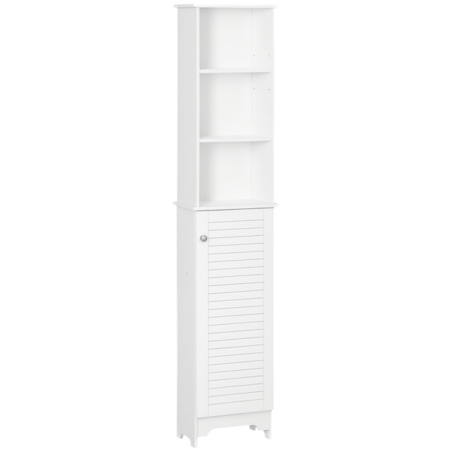 HOMCOM Freestanding Tallboy Bathroom Storage Cabinet w/ 6 Shelves Cupboard Tower Organisation Home Bathroom Furniture White - Aosom UK - image 1