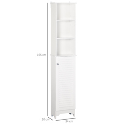 HOMCOM Freestanding Tallboy Bathroom Storage Cabinet w/ 6 Shelves Cupboard Tower Organisation Home Bathroom Furniture White - Aosom UK - thumbnail 3