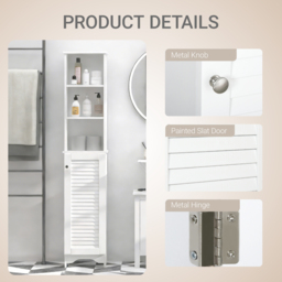 HOMCOM Freestanding Tallboy Bathroom Storage Cabinet w/ 6 Shelves Cupboard Tower Organisation Home Bathroom Furniture White - Aosom UK - thumbnail 6