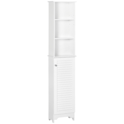 HOMCOM Freestanding Tallboy Bathroom Storage Cabinet w/ 6 Shelves Cupboard Tower Organisation Home Bathroom Furniture White - Aosom UK - thumbnail 1