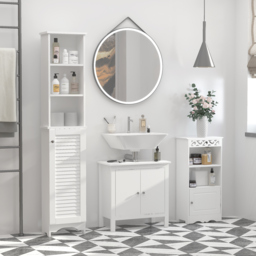 HOMCOM Freestanding Tallboy Bathroom Storage Cabinet w/ 6 Shelves Cupboard Tower Organisation Home Bathroom Furniture White - Aosom UK - thumbnail 9