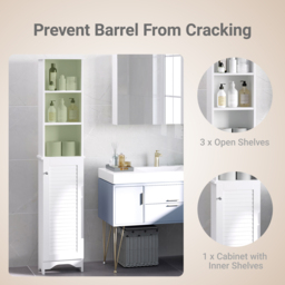 HOMCOM Freestanding Tallboy Bathroom Storage Cabinet w/ 6 Shelves Cupboard Tower Organisation Home Bathroom Furniture White - Aosom UK - thumbnail 4