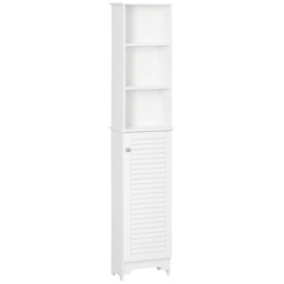 HOMCOM Freestanding Tallboy Bathroom Storage Cabinet w/ 6 Shelves Cupboard Tower Organisation Home Bathroom Furniture White - Aosom UK