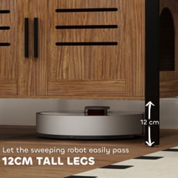 PawHut Cat Litter Box Enclosure with Tall Legs, Scratching Board, Double Doors, Ventilation Holes, 80 x 45 x 50 cm, Dark Brown - thumbnail 7