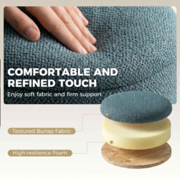 HOMCOM Storage Sitting Bench with Lid, Round Storage Ottoman with Rubberwood Legs, Dark Blue - thumbnail 6