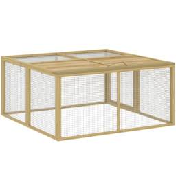PawHut Wooden Folding Rabbit Hutch, for 2-3 Rabbits - Natural Wood - thumbnail 1