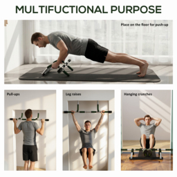 HOMCOM Pull-Up Bar for Doorway, Home Fitness Door Horizontal Bar Push up Bar for Indoor Gym Upper Body Workout, Green - Aosom UK - thumbnail 4