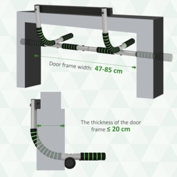 HOMCOM Pull-Up Bar for Doorway, Home Fitness Door Horizontal Bar Push up Bar for Indoor Gym Upper Body Workout, Green - Aosom UK - thumbnail 5