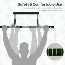 HOMCOM Pull-Up Bar for Doorway, Home Fitness Door Horizontal Bar Push up Bar for Indoor Gym Upper Body Workout, Green - Aosom UK - thumbnail 7
