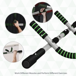 HOMCOM Pull-Up Bar for Doorway, Home Fitness Door Horizontal Bar Push up Bar for Indoor Gym Upper Body Workout, Green - Aosom UK - thumbnail 6
