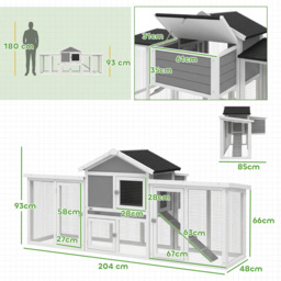 PawHut Large Chicken Coop, Wooden Outdoor Chicken Cage Poultry Hen House with Nesting Box - thumbnail 3