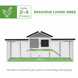 PawHut Large Chicken Coop, Wooden Outdoor Chicken Cage Poultry Hen House with Nesting Box - thumbnail 4