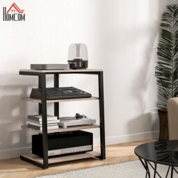 HOMCOM TV Stand Cabinet for 28 Inch TVs, Corner TV Unit with Open Adjustable Shelves & Extension Lead Holder, Living Room - Aosom UK - thumbnail 2