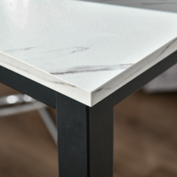 HOMCOM Breakfast Bar Table, Marble Grain Dining Table, Coffee Table with Adjustable Footpads, 120x40x100cm, White & Black - Aosom UK - thumbnail 9