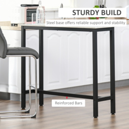 HOMCOM Breakfast Bar Table, Marble Grain Dining Table, Coffee Table with Adjustable Footpads, 120x40x100cm, White & Black - Aosom UK - thumbnail 5