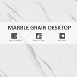 HOMCOM Breakfast Bar Table, Marble Grain Dining Table, Coffee Table with Adjustable Footpads, 120x40x100cm, White & Black - Aosom UK - thumbnail 7