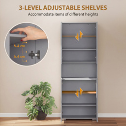 HOMCOM 180 cm Tall Kitchen Cupboard, Pantry Storage Cabinet with Soft Close Doors and Adjustable Shelves, High Gloss Grey - thumbnail 6