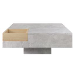 Modern Square Coffee Table with Storage Box and Sturdy Structure, Living Room Table with Marble Top for Sofa Side, 72L x 72W x 30H cm, Grey - Aosom.UK - thumbnail 2