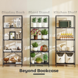HOMCOM 5-Tier Bookshelf, Industrial Bookcase with Metal Frame - Dark Grey and Black - thumbnail 6