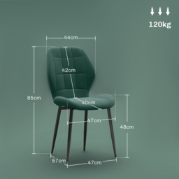 HOMCOM Set of Four Flannel Relaxed Tub Dining Chairs - Green - Aosom UK - thumbnail 3