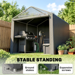 Outsunny 1.6 x 2.2m Garden Storage Shed Tent, with Accessories - Dark Grey - thumbnail 5